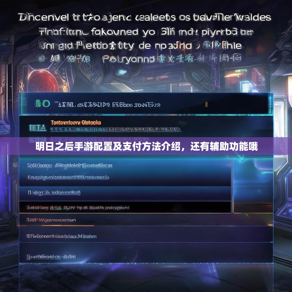 明日之后手游配置及支付方法介绍，还有辅助功能哦